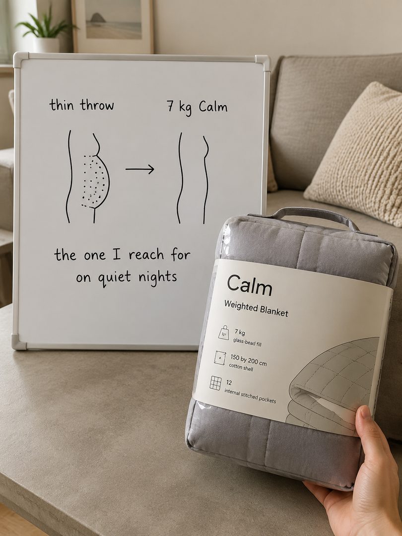 Whiteboard Before / After + Product Hold ad example, invented product