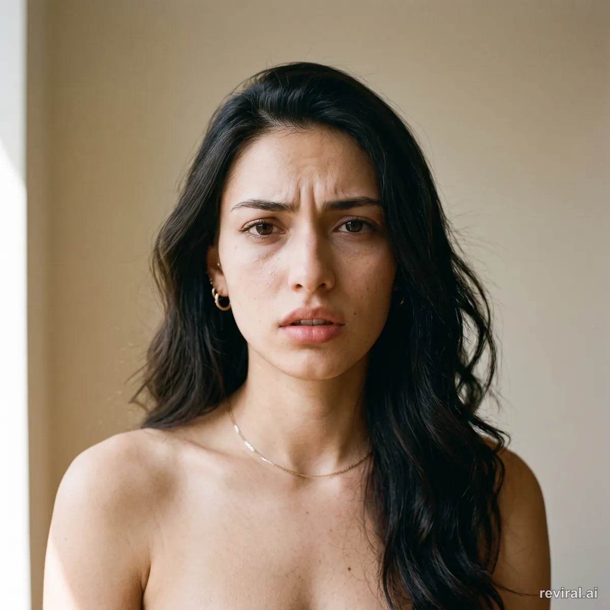 Reference portrait with a worried expression
